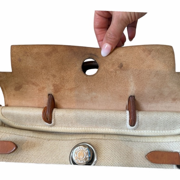 Hermes Herbag Backpack 2 Bags in 1 Beige Canvas and Leather - Picture 8 of 15